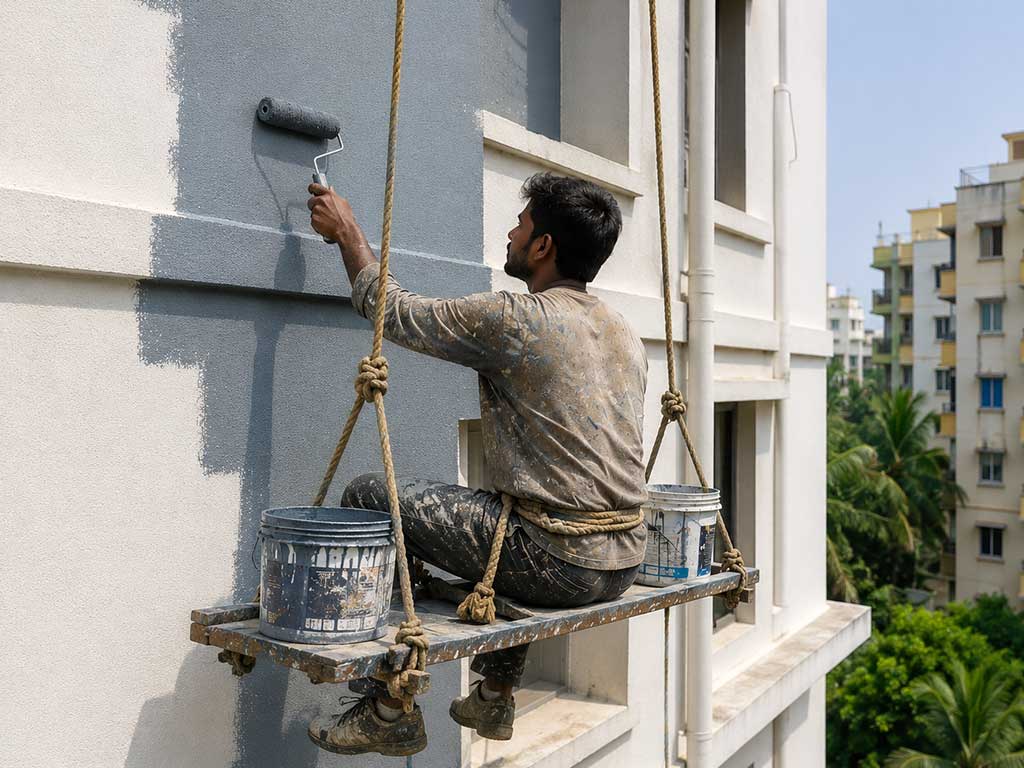 Exterior wall painting in Kolkata