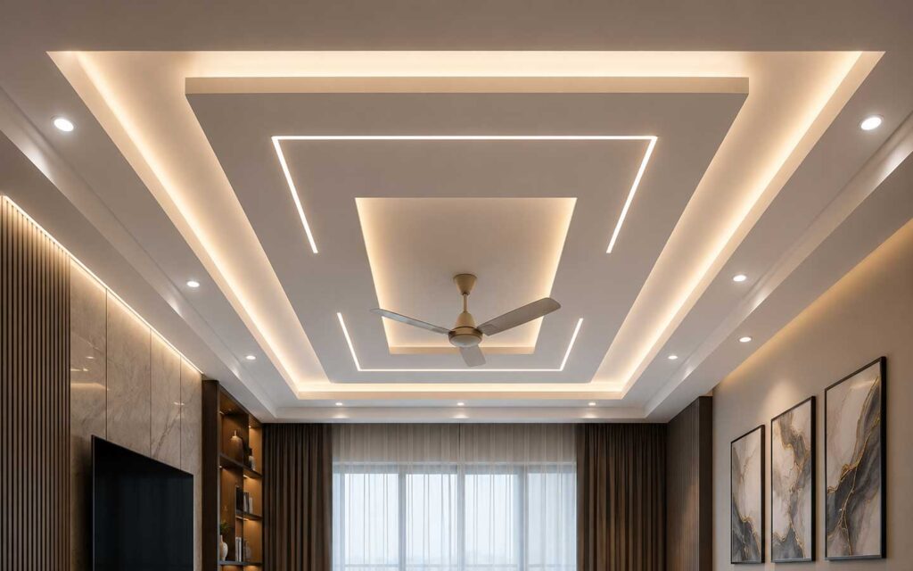 Modern Gypsum Ceiling with LED Lighting
