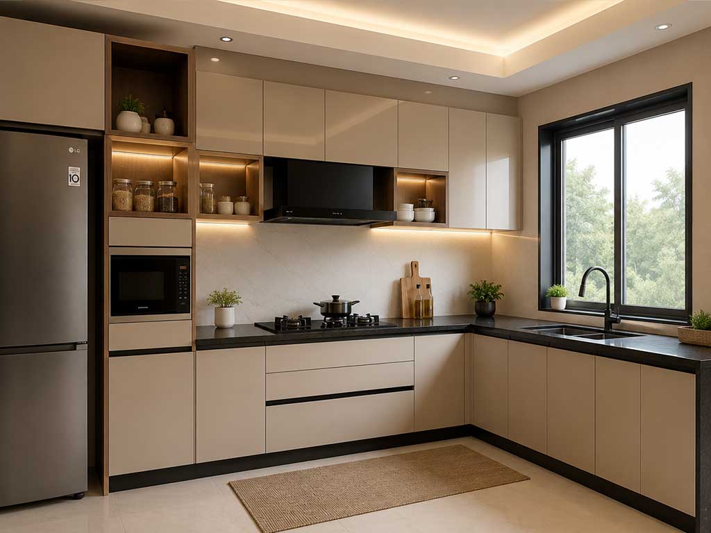 L-Shape Modular Kitchen Design in Kolkata