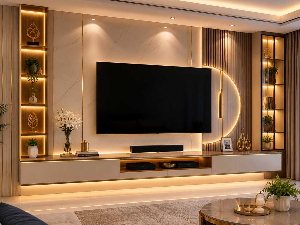 Wall-mounted TV unit for living room