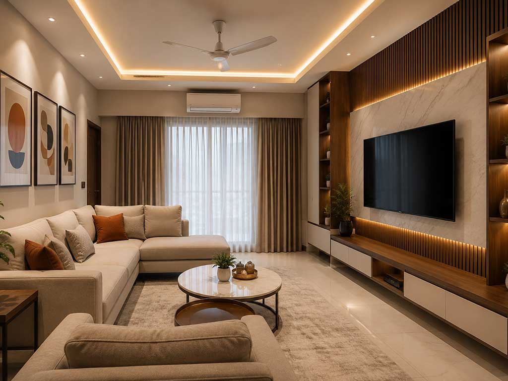 Luxury living room interior with modern furniture