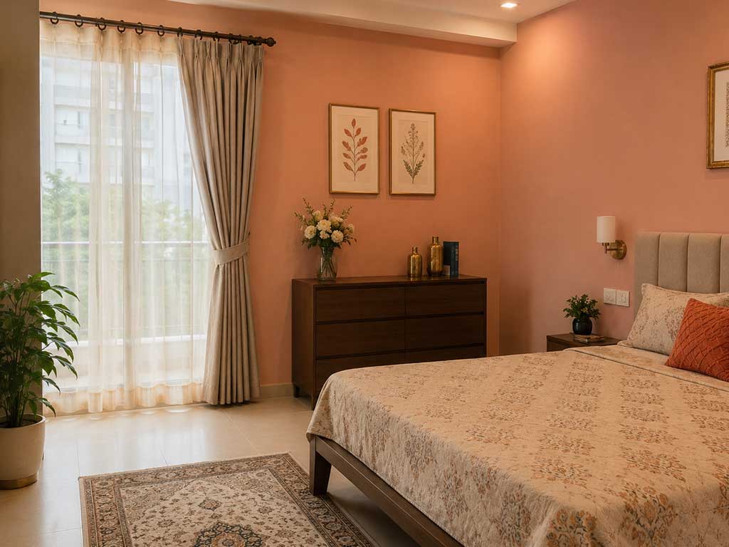 Modern painted bedroom interior in Kolkata