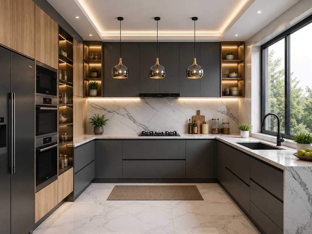 U-Shape Modular Kitchen Design in Kolkata